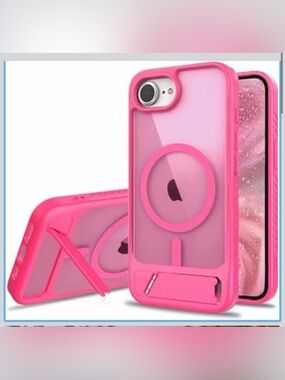 Pink Protective Phone Case with Stand and MagSafe Compatibility